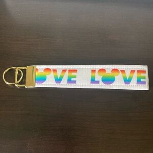 Disney Inspired LOVE LGBTQ Pride Rainbow Wristlet Keychain Key Fob
